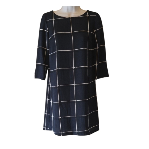 Vero Moda Navy and White Grid Long Sleeve Dress - Picture 6 of 6